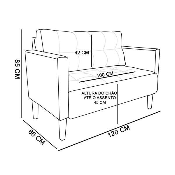 Sofá Retrô Namoradeira 2 Lugares Livia Corino Bege D'Rossi