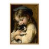 Quadro Moldurado Menina Gato no Colo Pet Criança - 2