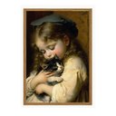 Ver imagem 2 de Quadro Moldurado Menina Gato no Colo Pet Criança