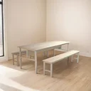 Ver imagem 1 de Conjunto Mesa para Refeitório 10 Lugares com Bancos Separados Cor:fresno/cinza Cristal