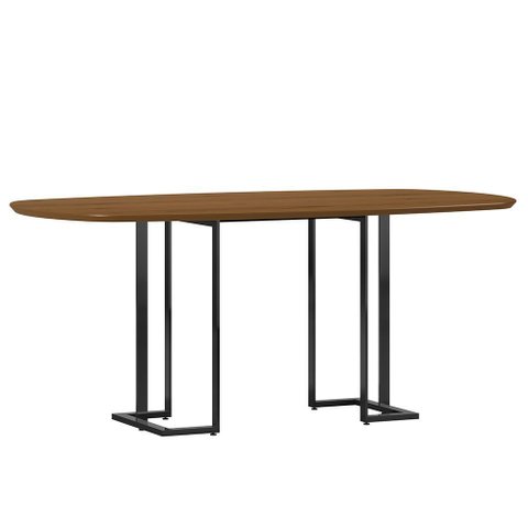 Mesa de Jantar 6 Lugares Retangular Orgânico 180cm Pés Industrial Alina N01 Cinamomo Preto - Lyam de