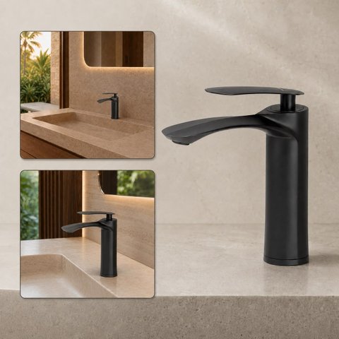 Torneira de Banheiro Lavabo Grécia Monocomando Quente e Fria Preto Goldenx