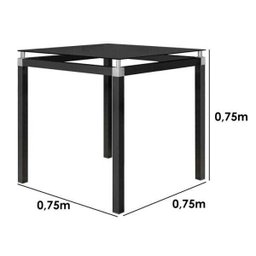 Mesa Malva 75cm Preta com Tampo de Vidro Temperado Preto - 2
