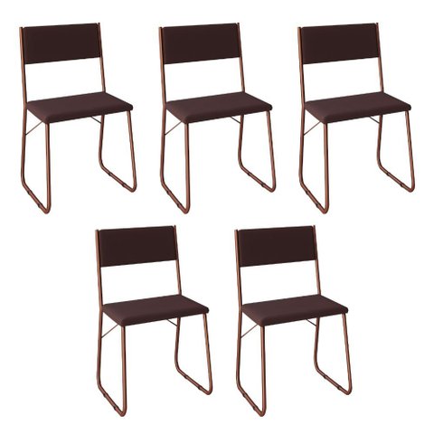 Kit 5 Cadeiras Angra Estofadas para Mesa Sala de Jantar Cozinha Conforto e Decoração - Cobre/marrom