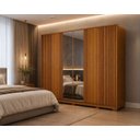 Ver imagem 1 de Guarda Roupa Grande MDF Ripado Espelho 6 Portas Premium Arbo