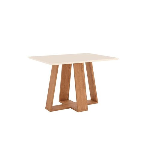 Conjunto: Mesa Sala Jantar Lins C/ Tampo Reto Madeirado 120x80cm e 4 Cadeiras Esther Nature/linho