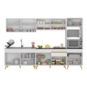 Ver imagem 6 de Armário de Cozinha Completa 302cm Veneza Multimóveis V3750 Branco/Dourado