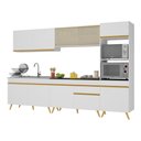 Ver imagem 1 de Armário de Cozinha Completa 302cm Veneza Multimóveis V3750 Branco/Dourado