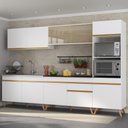 Ver imagem 3 de Armário de Cozinha Completa 302cm Veneza Multimóveis V3750 Branco/Dourado