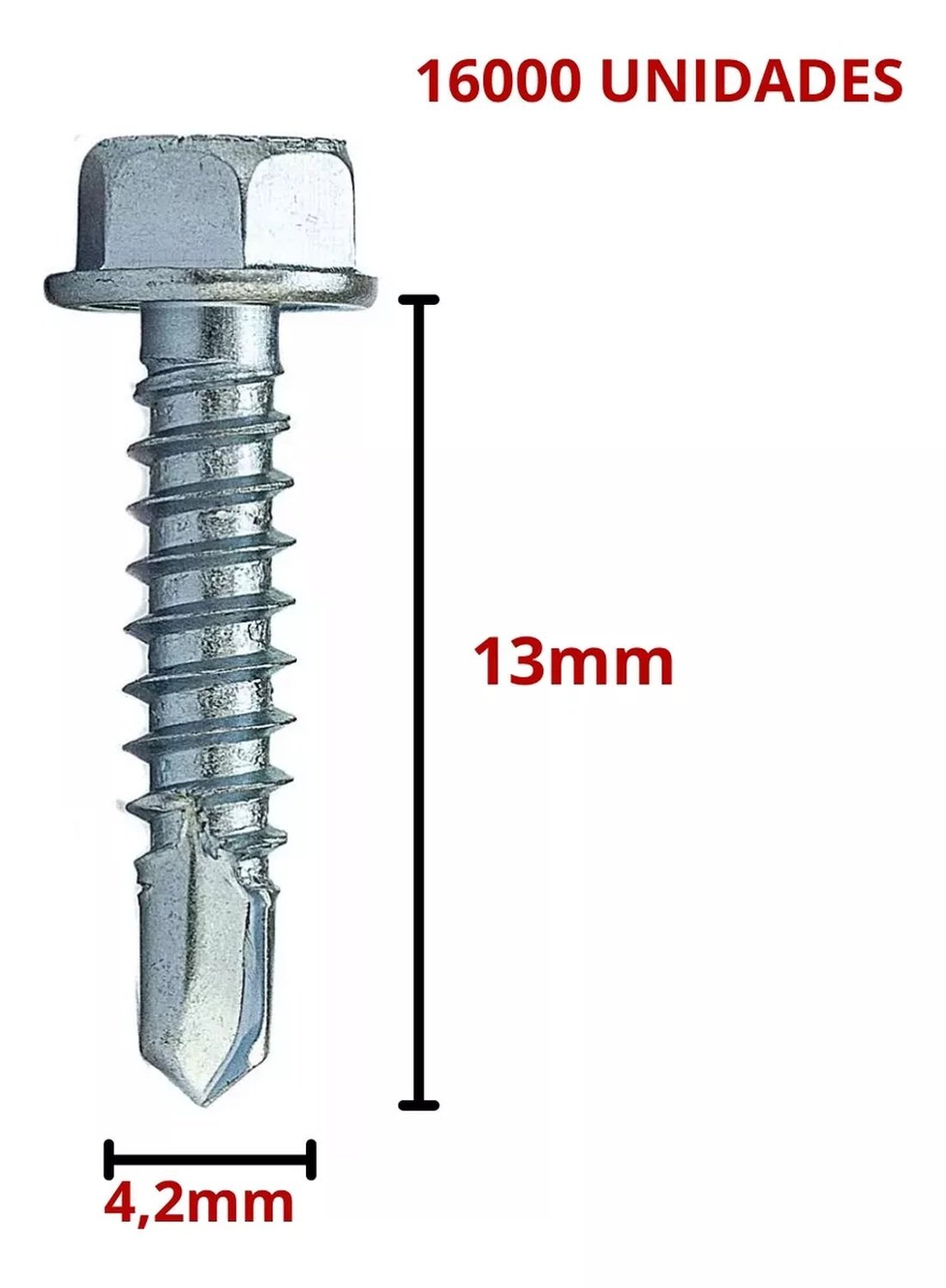 Parafuso Auto Perfurante Sextavado 4.2 X 1 3 - Ch 1/4 - 16.000 Pçs - 2