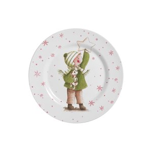 Conjunto com 6 Pratos de Sobremesa Sweet Christmas Natal Ø21cm Alleanza Cerâmica