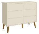 Ver imagem 1 de Cômoda 6 Gavetas Théo New Areia Fosco com Madeira - MoveisAqui