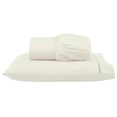 Kit Lençol de Cama Solteiro com Elástico e Fronha 200 Fios Algodão 3 Peças Ponto Palito Anti-pilling