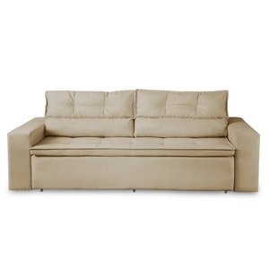 Sofá Retrátil e Reclinável 3 Lugares com Molas 1,80m Vanessa Suede Bege Rover & Beato