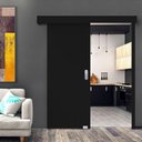 Ver imagem 1 de Porta Lisa Preta de Madeira de Correr com Trilho e Fechadura