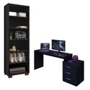 Ver imagem 1 de Mesa para Computador Gamer Drx 5000 e Livreiro Office Preto Trama - Móveis Leão