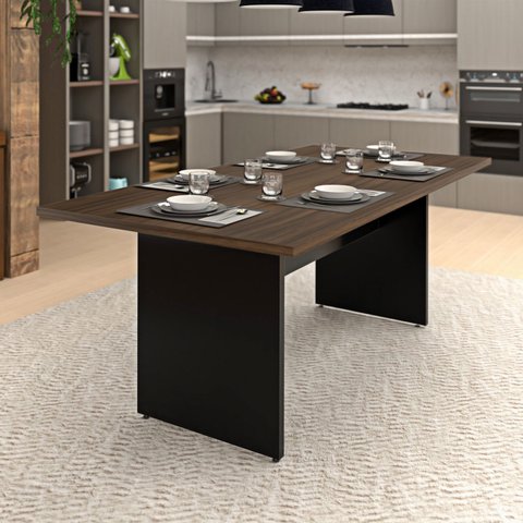 Mesa de Jantar 6 Lugares Cozinha 200x100cm Mdp Netmobil - Nogal