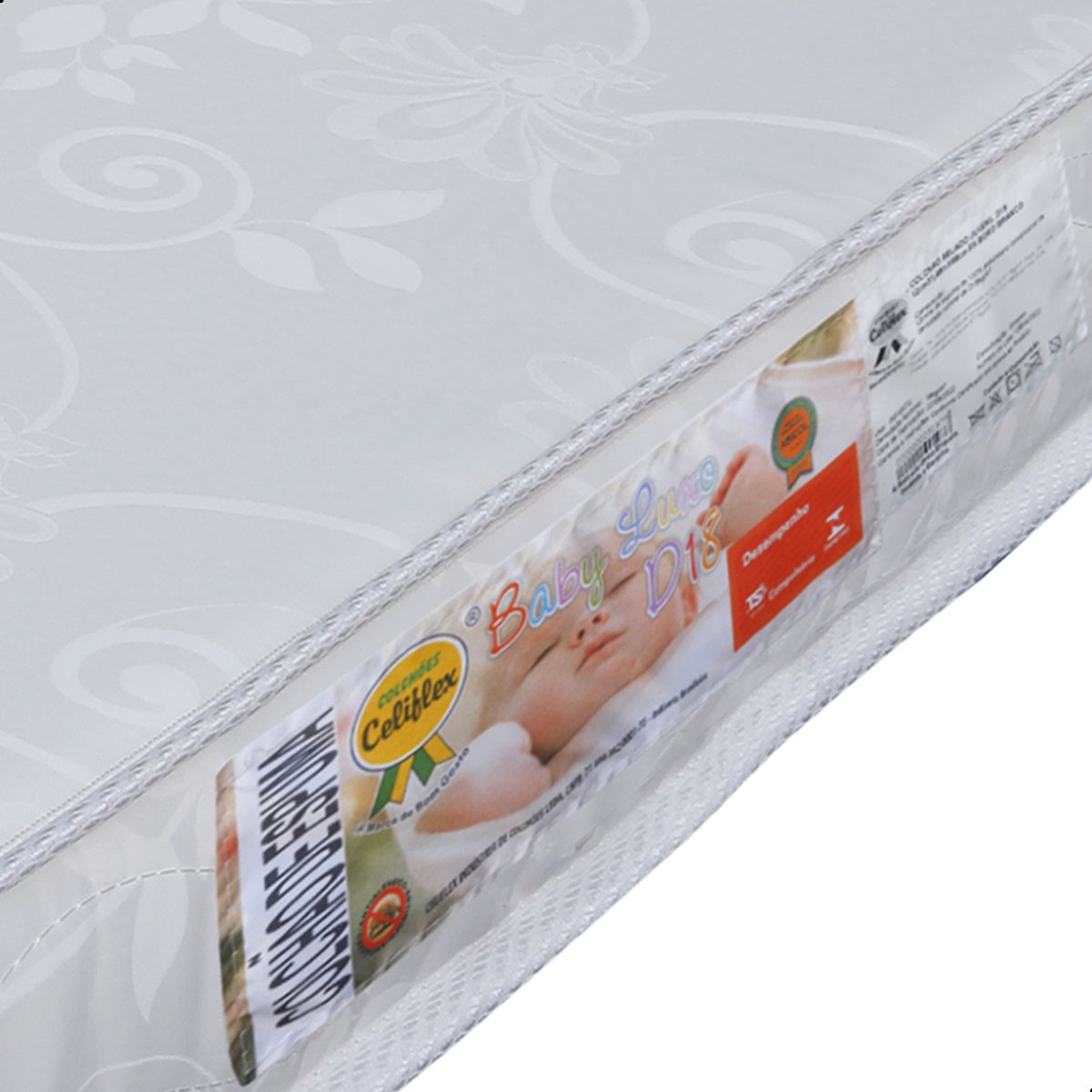 Colchão de Cama Infantil Baby Luxo Espuma D20 Branco 70x150cm - 7