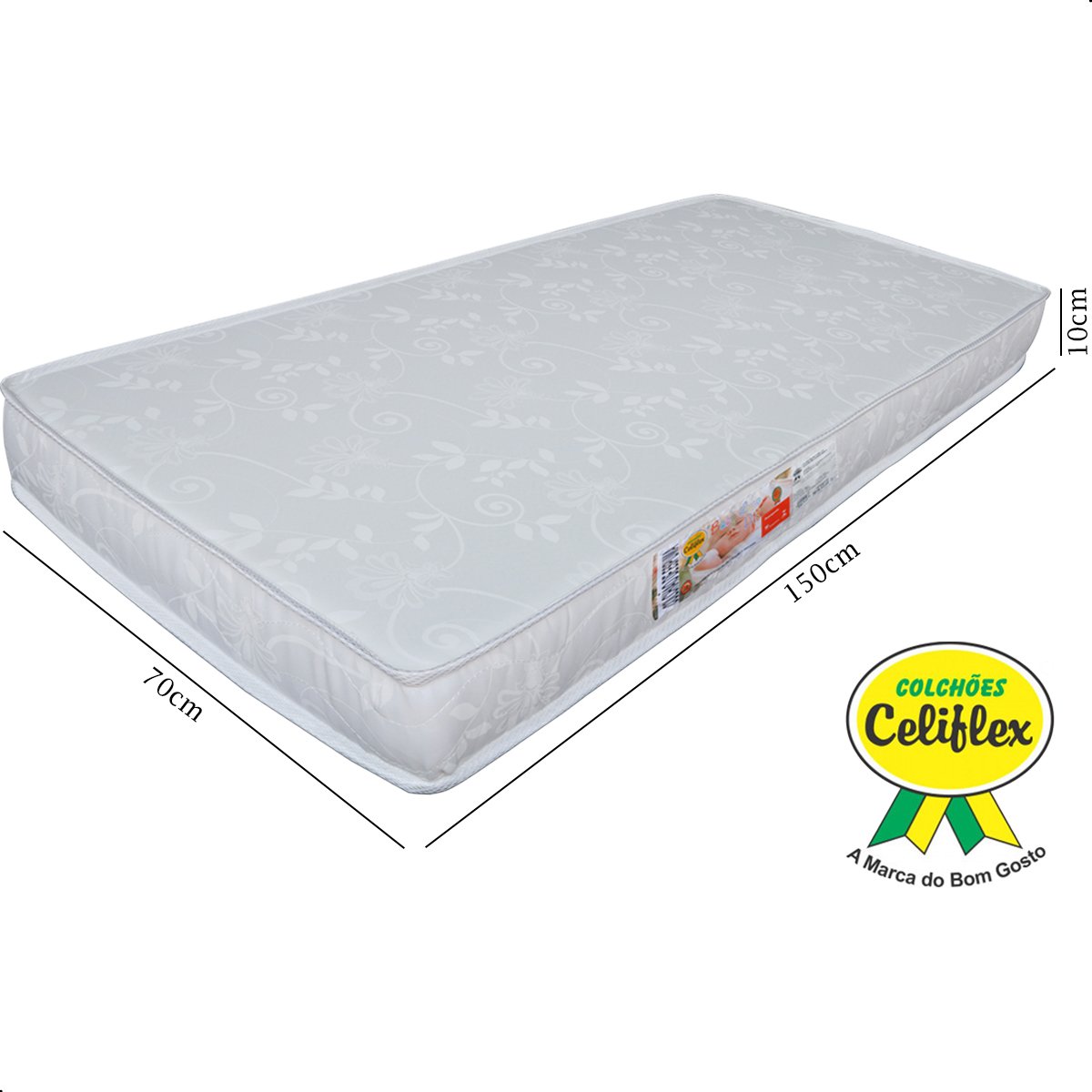 Colchão de Cama Infantil Baby Luxo Espuma D20 Branco 70x150cm - 6