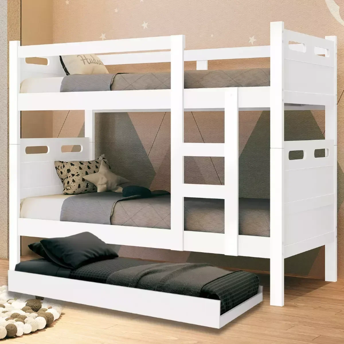 Ver imagem 1 de Beliche Jaspe com Cama Auxiliar 03 Colchões D33 Cor:branco