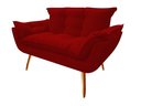 Ver imagem 1 de Namoradeira Decorativa Opala Suede Vermelho 2 Lugares Pés Madeira Ms Decor