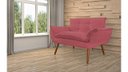 Ver imagem 3 de Namoradeira Decorativa Opala Suede Vermelho 2 Lugares Pés Madeira Ms Decor