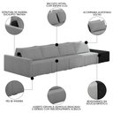 Ver imagem 5 de Sofá Ilha Modular Living com Puff 432cm Georgia K04 Bouclê Grafite/preto - Mpozenato