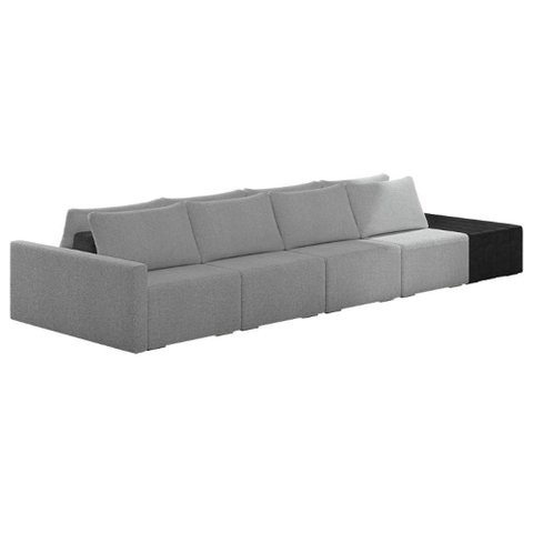Sofá Ilha Modular Living com Puff 432cm Georgia K04 Bouclê Grafite/preto - Mpozenato