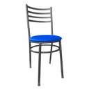 Ver imagem 1 de Cadeira de Jantar em Metal para Cozinha Lanchonetes Restaurantes Preta com Estofado Azul