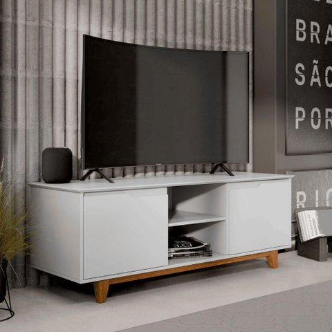 Rack para TV Fulton 139cm MDF-MDP com Nicho Branco EJ Móveis