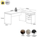 Ver imagem 2 de Escrivaninha em L com Gaveteiro 3 Gavetas MDP 150cm Cinza F5 Office