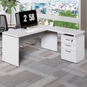 Ver imagem 1 de Escrivaninha em L com Gaveteiro 3 Gavetas MDP 150cm Cinza F5 Office