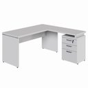 Ver imagem 5 de Escrivaninha em L com Gaveteiro 3 Gavetas MDP 150cm Cinza F5 Office