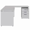 Ver imagem 7 de Escrivaninha em L com Gaveteiro 3 Gavetas MDP 150cm Cinza F5 Office