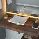 Ver imagem 2 de Cuba de Apoio Para Banheiro Quadrada Lux L34 Bege - Lyam Decor