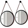 Kit 02 Espelhos Decorativo Redondo 54cm e 67cm com Alça Adnet B01 Escandinavo Preto - Lyam Decor - 2