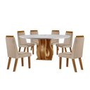 Ver imagem 2 de Sala de Jantar 6 Cad Estofadas Riviera e Mesa Redonda com Tampo de Vidro Nuance Yescasa