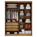 Ver imagem 3 de Guarda Roupa Solteiro Sevilha 4 Portas 3 Gavetas Cumaru 25 Fendi com Nicho e Espelho – Novo Horizont