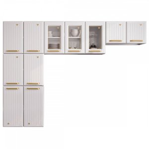 Cozinha de Aço Compacta Diamante 11 Portas com Vidro Branco 818460 - Telasul