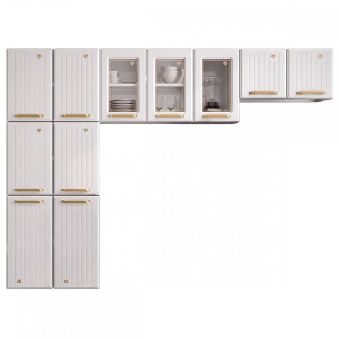 Cozinha de Aço Compacta Diamante 11 Portas com Vidro Branco 818460 - Telasul
