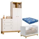 Ver imagem 1 de Berço Americano Mini Cama e Guarda Roupa com Cômoda Q Encanto Slim Branco Acetinado com Colchão