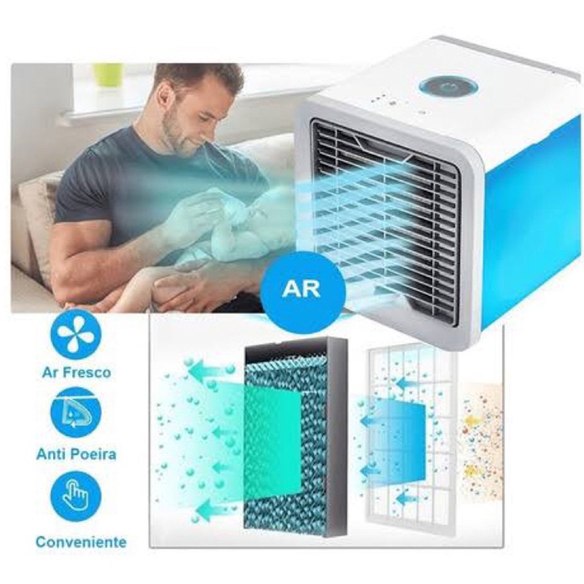 Climatizador Cool Cooler 3 Modos Ar Ventilador Agua Gelada Gelo ...