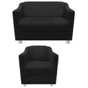 Ver imagem 1 de Kit Poltrona e Namoradeira Tilla Suede Preto Twdecora