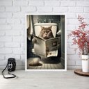 Ver imagem 2 de Quadro Decorativo de Banheiro Gato no Vaso 45x34cm - com Vidro:madeira Preta