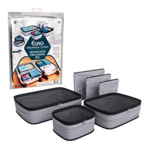 Kit Organizador Viagem 6 Peças Euro Home Original Closet - Cinza
