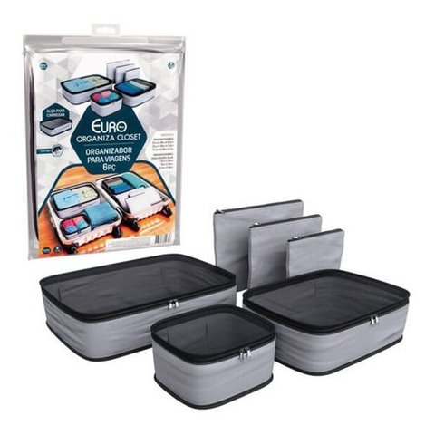 Kit Organizador Viagem 6 Peças Euro Home Original Closet - Cinza