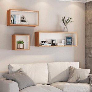 Nicho Decorativo Retangular 33x99cm 100% Mdf Tb157 Dalla Costa - Freijó/off White