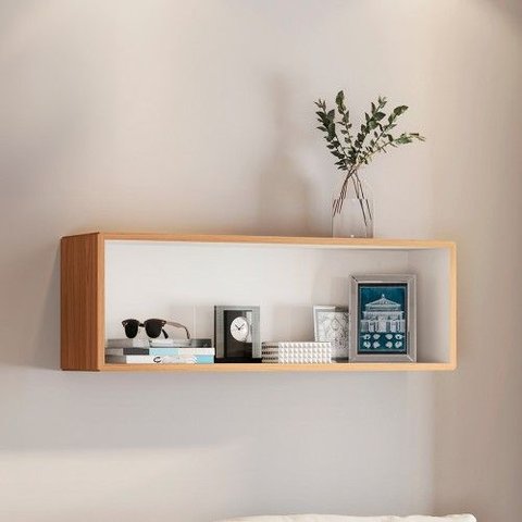 Nicho Decorativo Retangular 33x99cm 100% Mdf Tb157 Dalla Costa - Freijó/off White