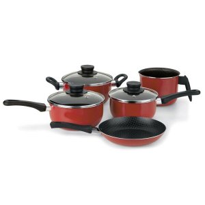Conjunto de Panelas Antiaderente com Tampa de Vidro 5 Peças Páprika Multiflon