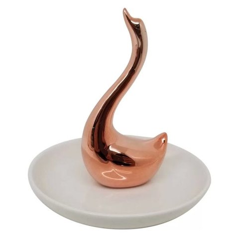 MINI PRATO DECORATIVO DE CERAMICA CISNE ROSE 10CM X 10,3CM